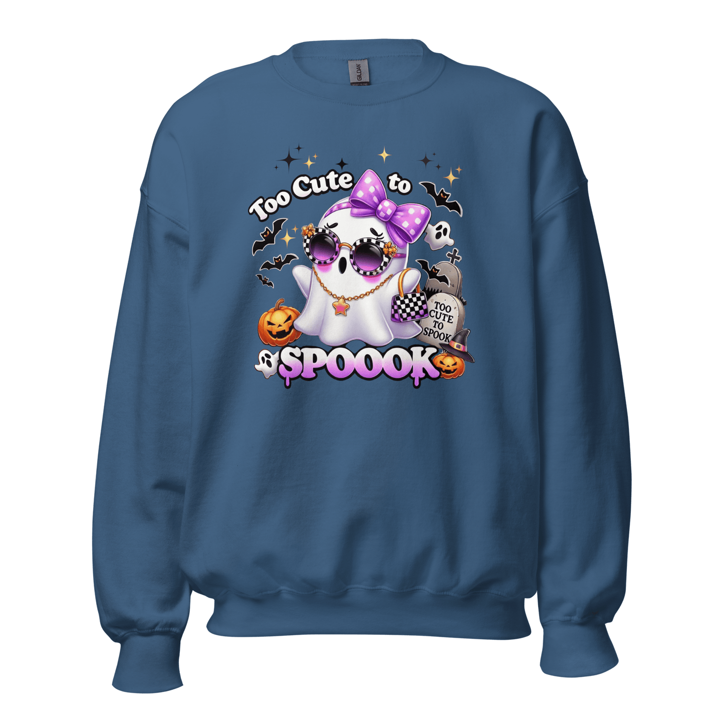 Unisex Halloween Printed Sweatshirt – "Too Cute To Spook" – Fun Ghost Halloween Sweatshirt - Occasion Nation Studio