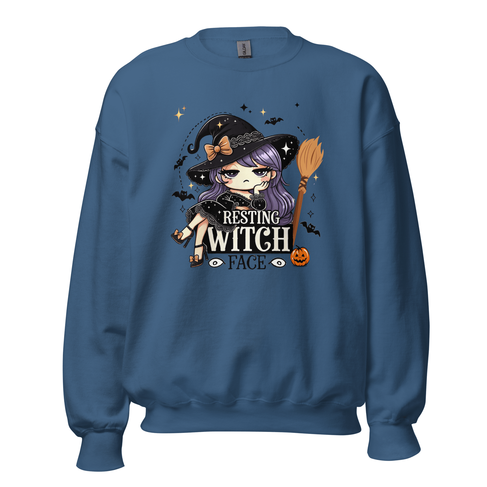 Unisex Halloween Printed Sweatshirt – "Resting Witch Face" – Fun Witch Halloween Sweatshirt - Occasion Nation Studio