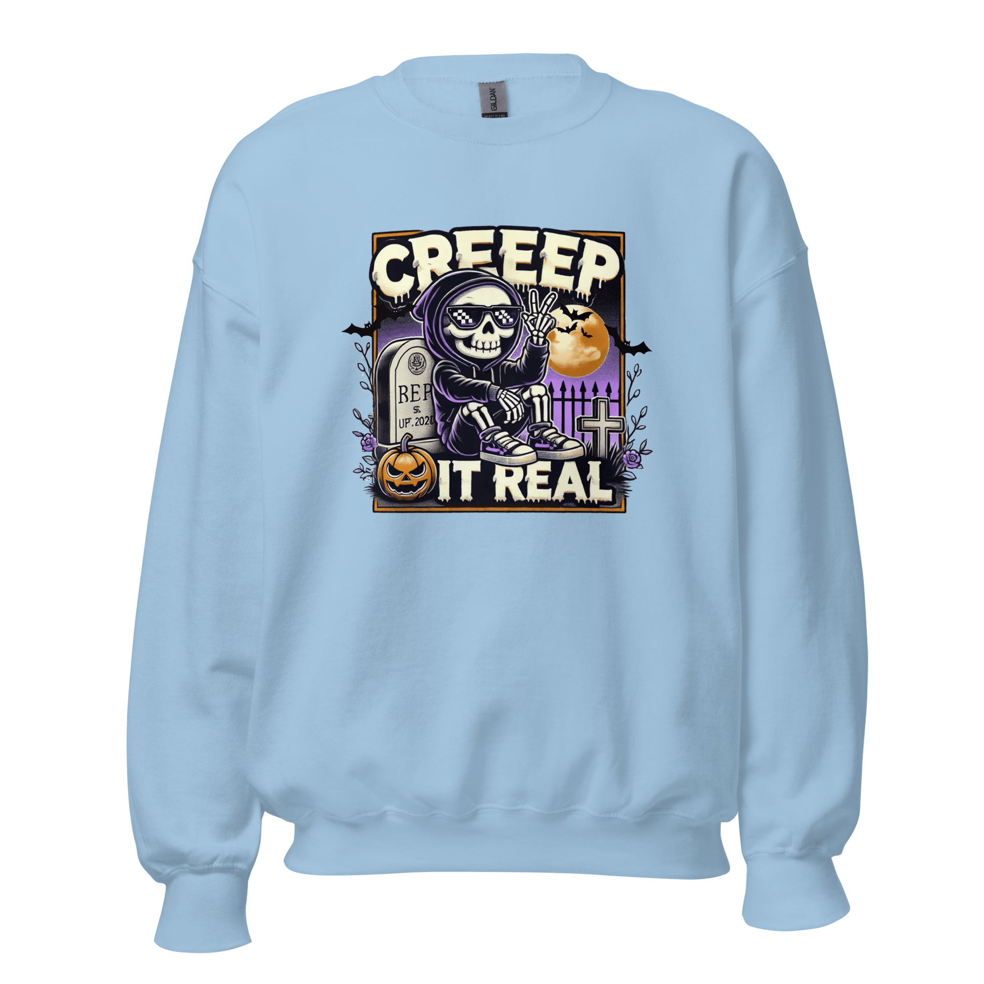 Unisex Halloween Printed Sweatshirt – "Creep It Real!" – Fun Halloween Sweatshirt - Occasion Nation Studio