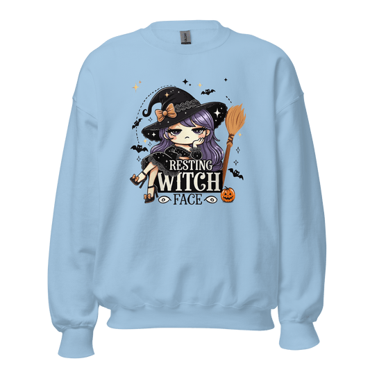 Unisex Halloween Printed Sweatshirt – "Resting Witch Face" – Fun Witch Halloween Sweatshirt - Occasion Nation Studio