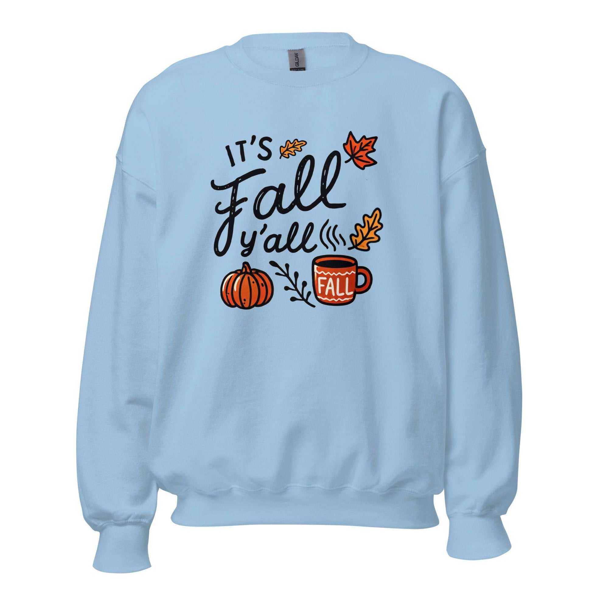 Unisex Fall Printed Sweatshirt – "It’s Fall Y’all" – Cozy Unisex Fall Sweatshirt for Autumn Lovers - Occasion Nation Studio