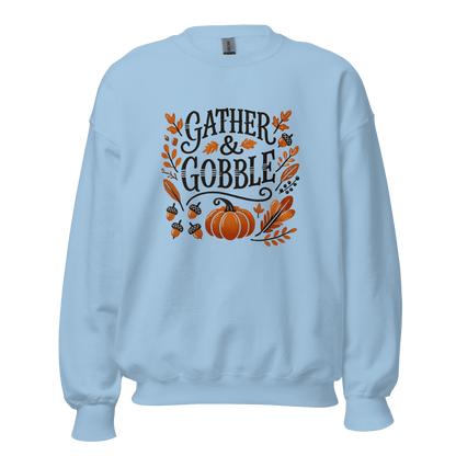 Light Blue - Thanksgiving Sweatshirt - Gather & Gobble