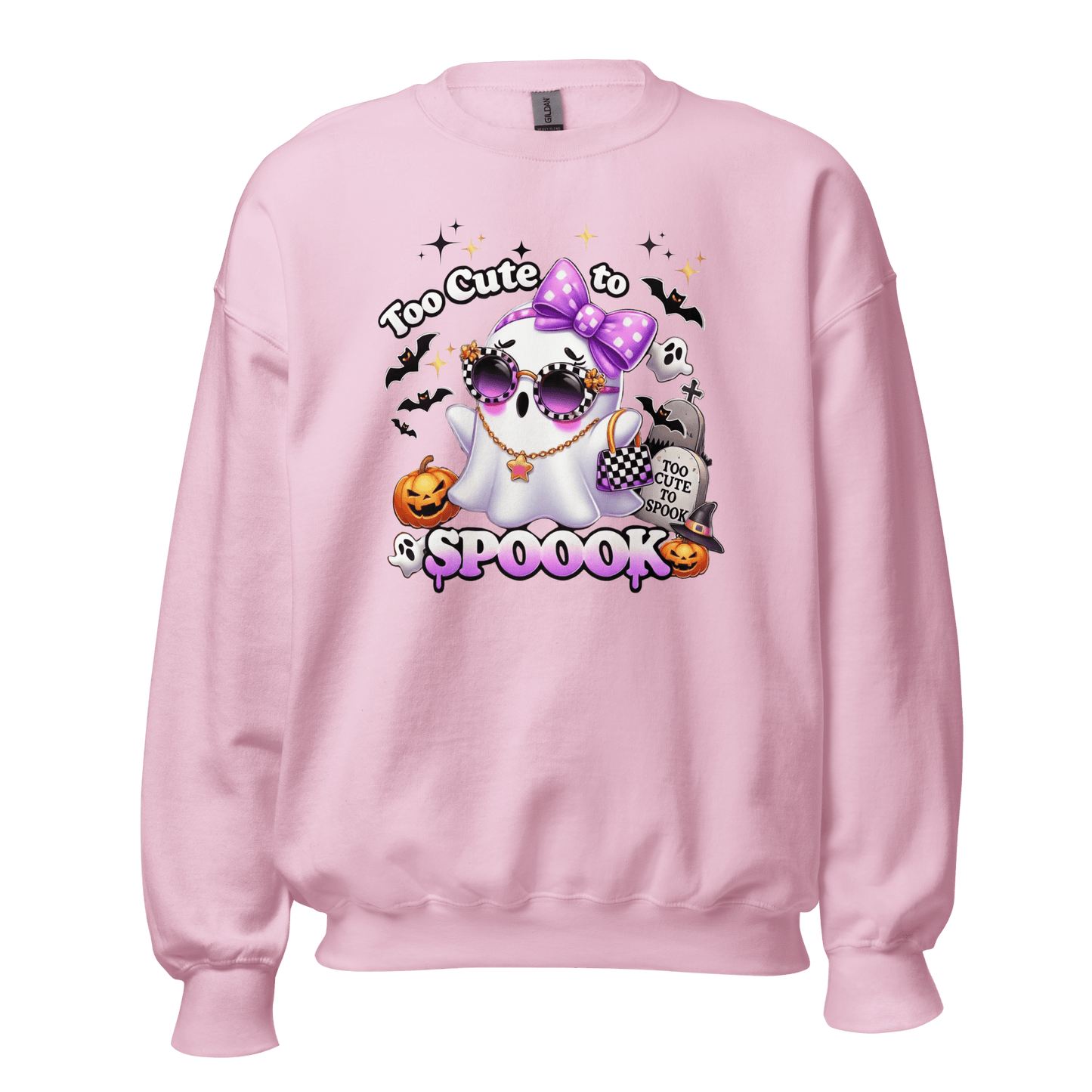 Unisex Halloween Printed Sweatshirt – "Too Cute To Spook" – Fun Ghost Halloween Sweatshirt - Occasion Nation Studio