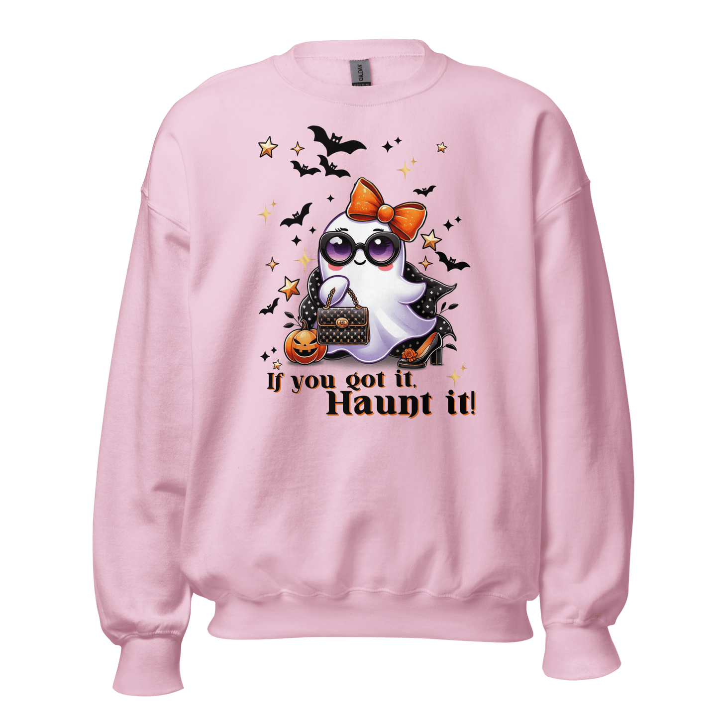 Unisex Halloween Printed Sweatshirt – "If You Got It, Haunt It!" – Fun Ghost Halloween Sweatshirt - Occasion Nation Studio