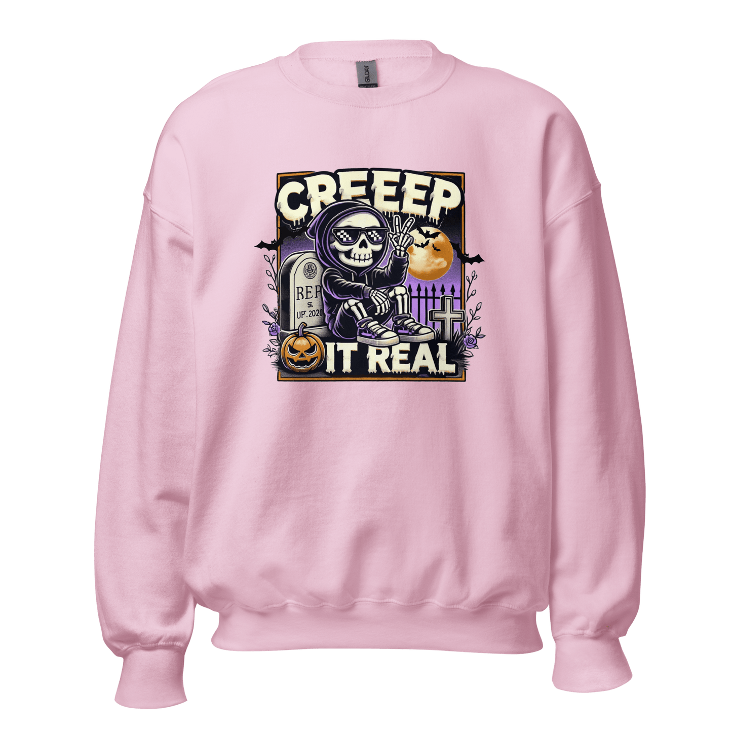 Unisex Halloween Printed Sweatshirt – "Creep It Real!" – Fun Halloween Sweatshirt - Occasion Nation Studio