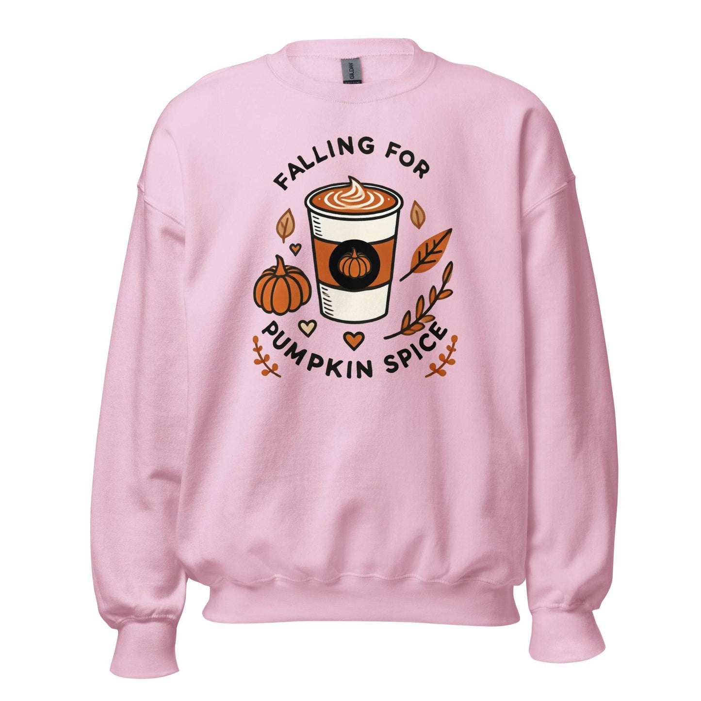 Unisex Fall Printed Sweatshirt – "Falling For Pumpkin Spice" – Cozy Fall Sweatshirt for Pumpkin Spice Lovers" - Occasion Nation Studio