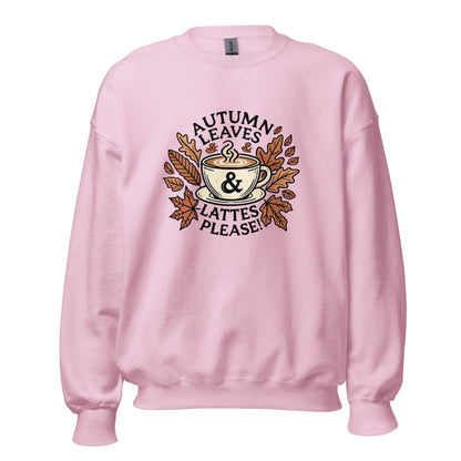 Unisex Fall Printed Sweatshirt – "Autumn Leaves, Lattes Please!" – Cozy Fall Sweatshirt for Autumn Lovers - Occasion Nation Studio