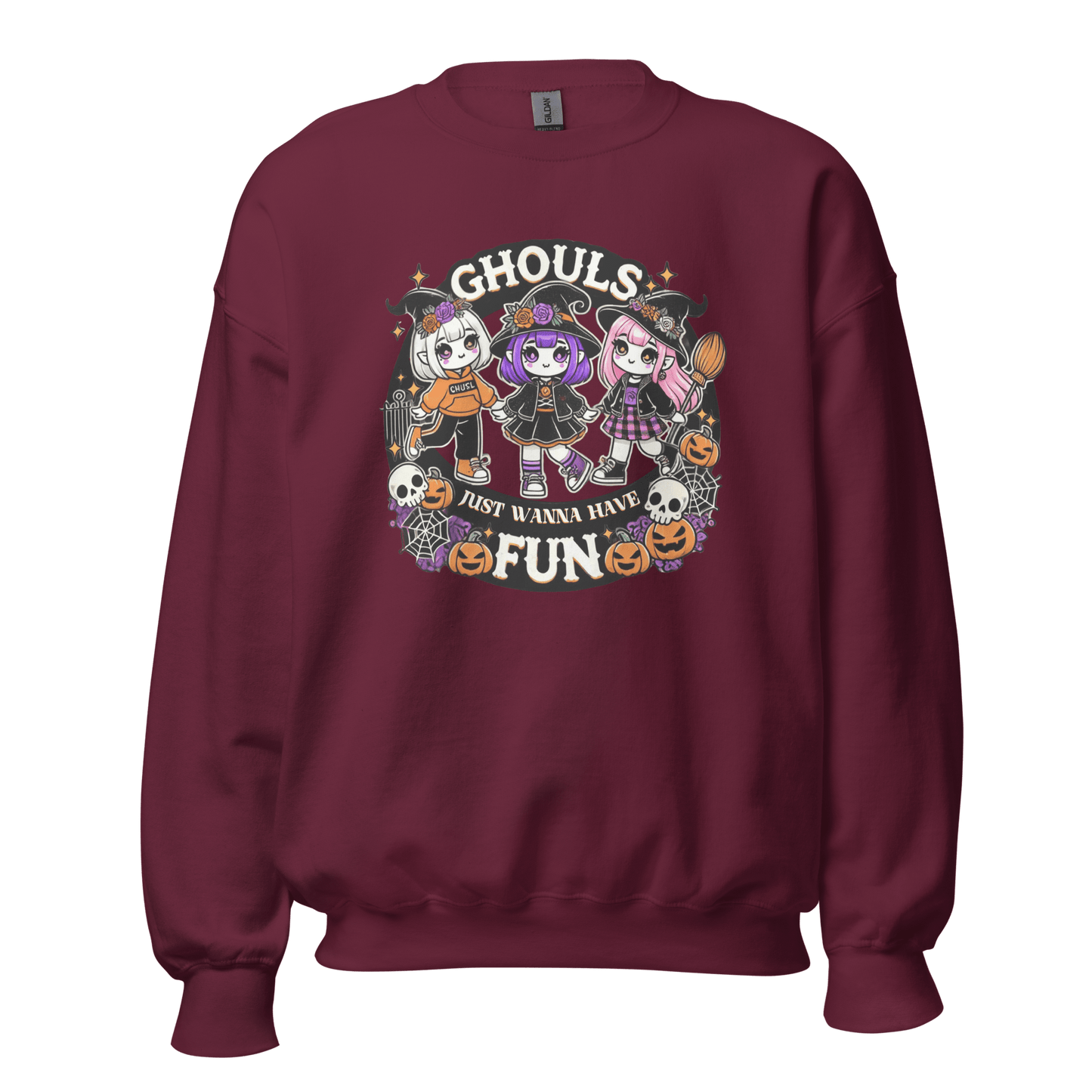 Unisex Halloween Printed Sweatshirt – "Ghouls Just Wanna Have Fun" – Fun Halloween Sweatshirt - Occasion Nation Studio