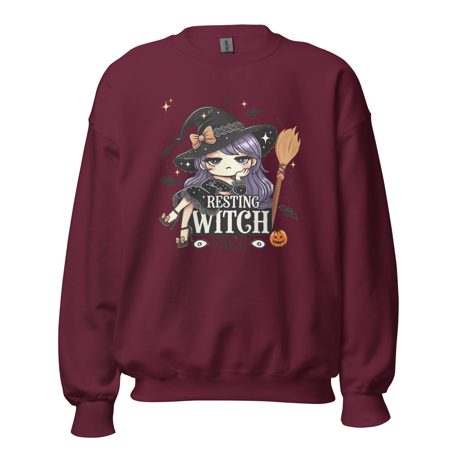 Unisex Halloween Printed Sweatshirt – "Resting Witch Face" – Fun Witch Halloween Sweatshirt - Occasion Nation Studio