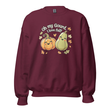 Unisex Fall Printed Sweatshirt – "Oh My Gourd, I Love Fall" – Cozy Unisex Fall Sweatshirt for Autumn Lovers - Occasion Nation Studio