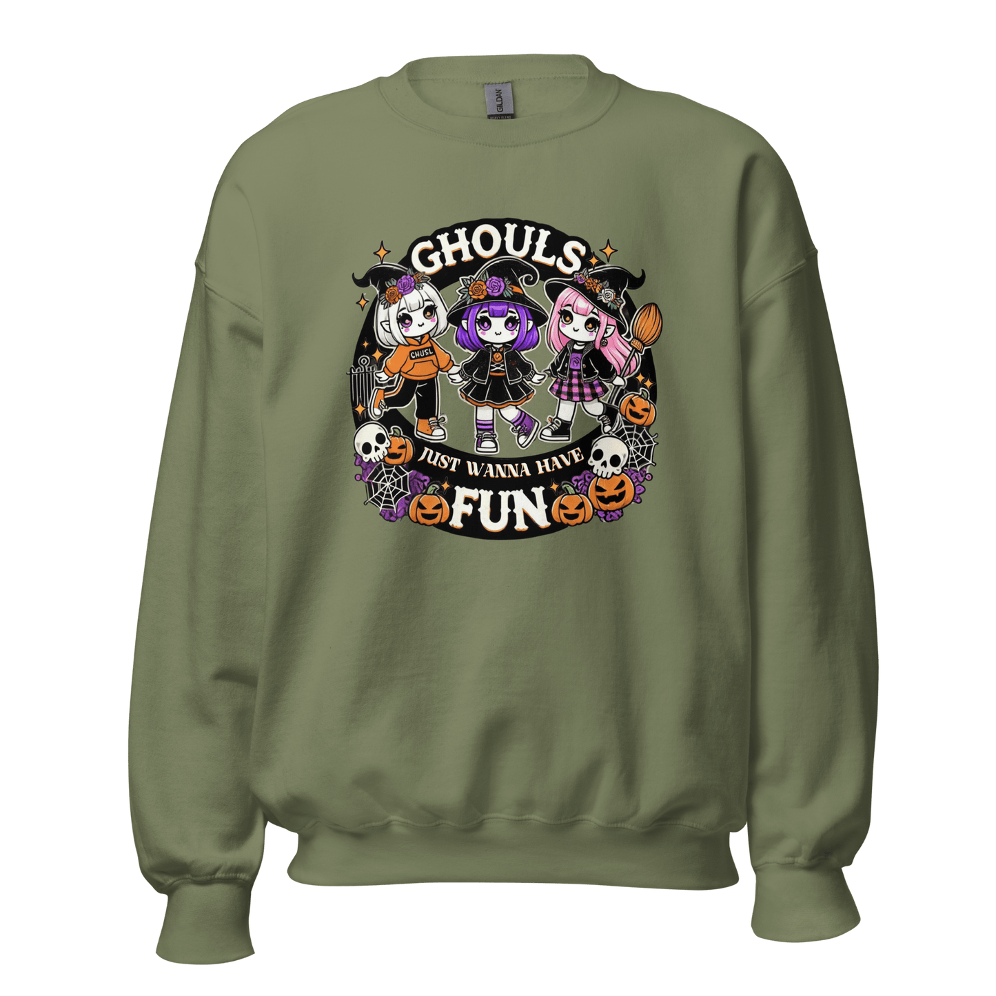 Unisex Halloween Printed Sweatshirt – "Ghouls Just Wanna Have Fun" – Fun Halloween Sweatshirt - Occasion Nation Studio