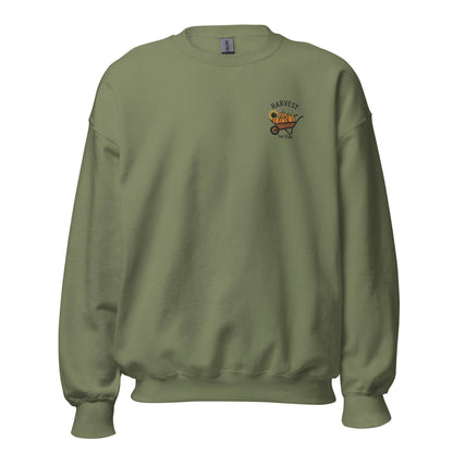 Unisex Fall Embroidered Sweatshirt – "Harvest The Fun" – Cozy Fall Sweatshirt for Autumn Lovers - Occasion Nation Studio