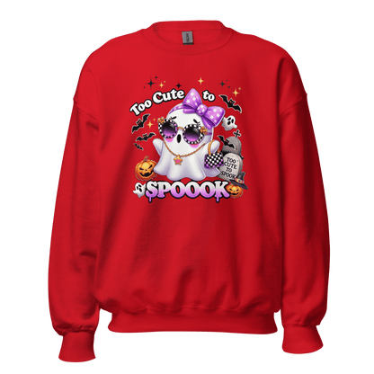 Unisex Halloween Printed Sweatshirt – "Too Cute To Spook" – Fun Ghost Halloween Sweatshirt - Occasion Nation Studio