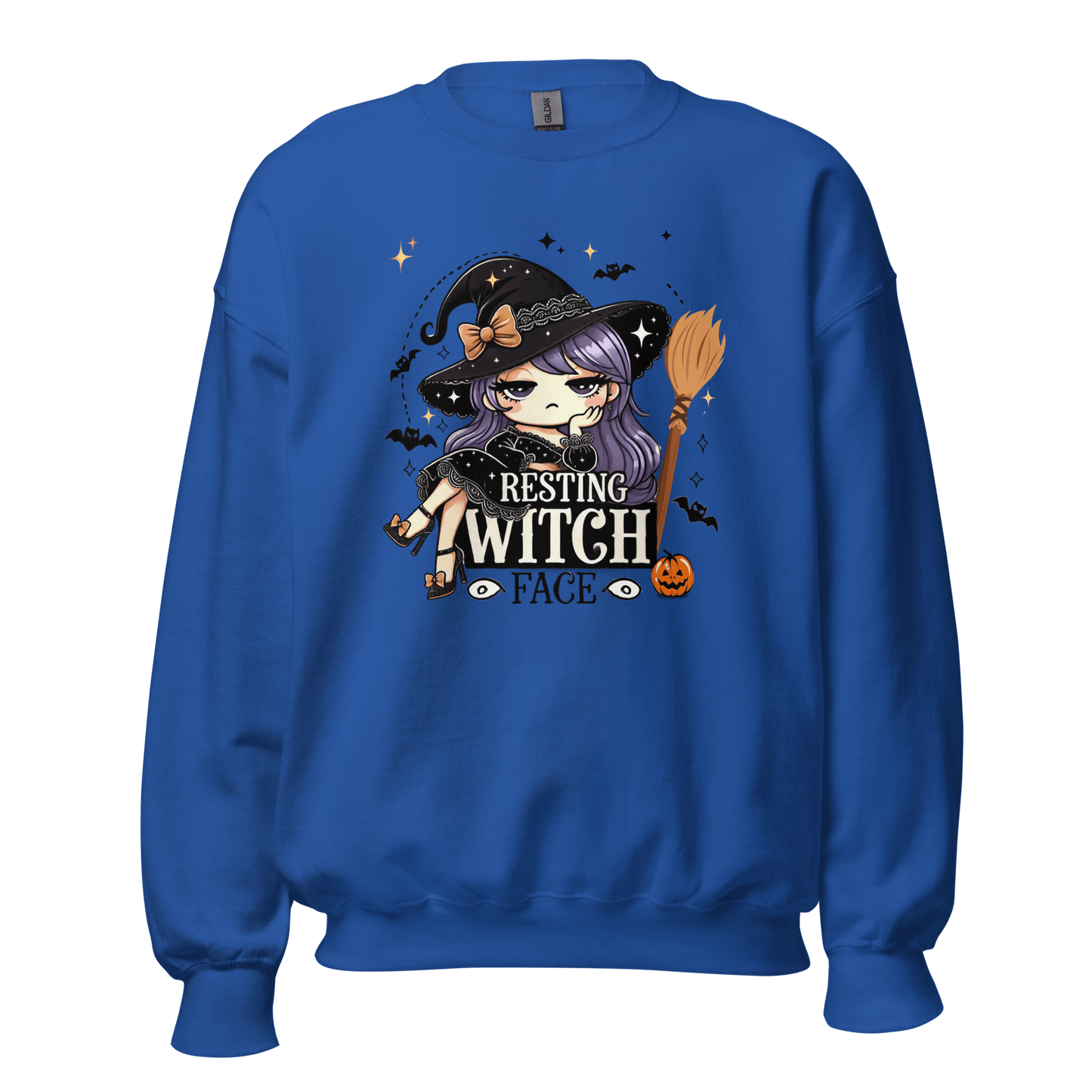 Unisex Halloween Printed Sweatshirt – "Resting Witch Face" – Fun Witch Halloween Sweatshirt - Occasion Nation Studio