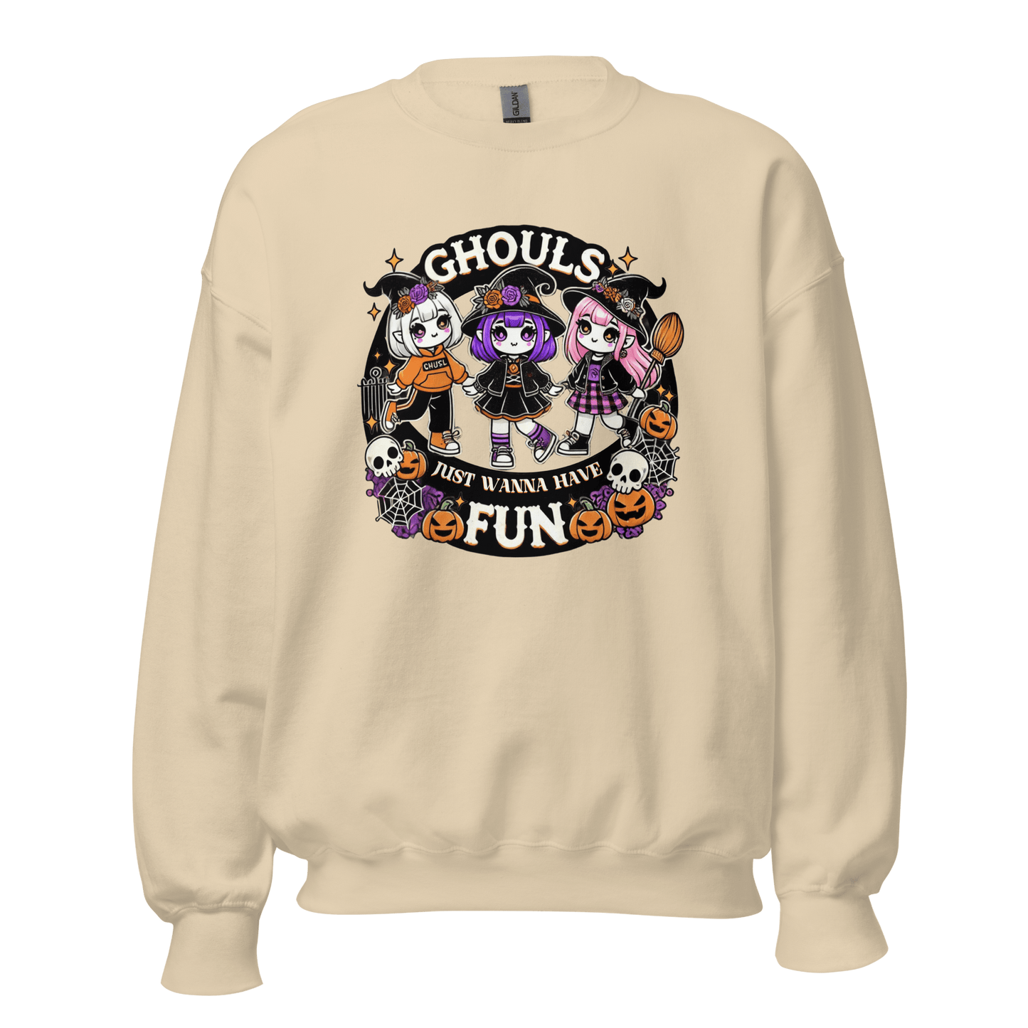 Unisex Halloween Printed Sweatshirt – "Ghouls Just Wanna Have Fun" – Fun Halloween Sweatshirt - Occasion Nation Studio