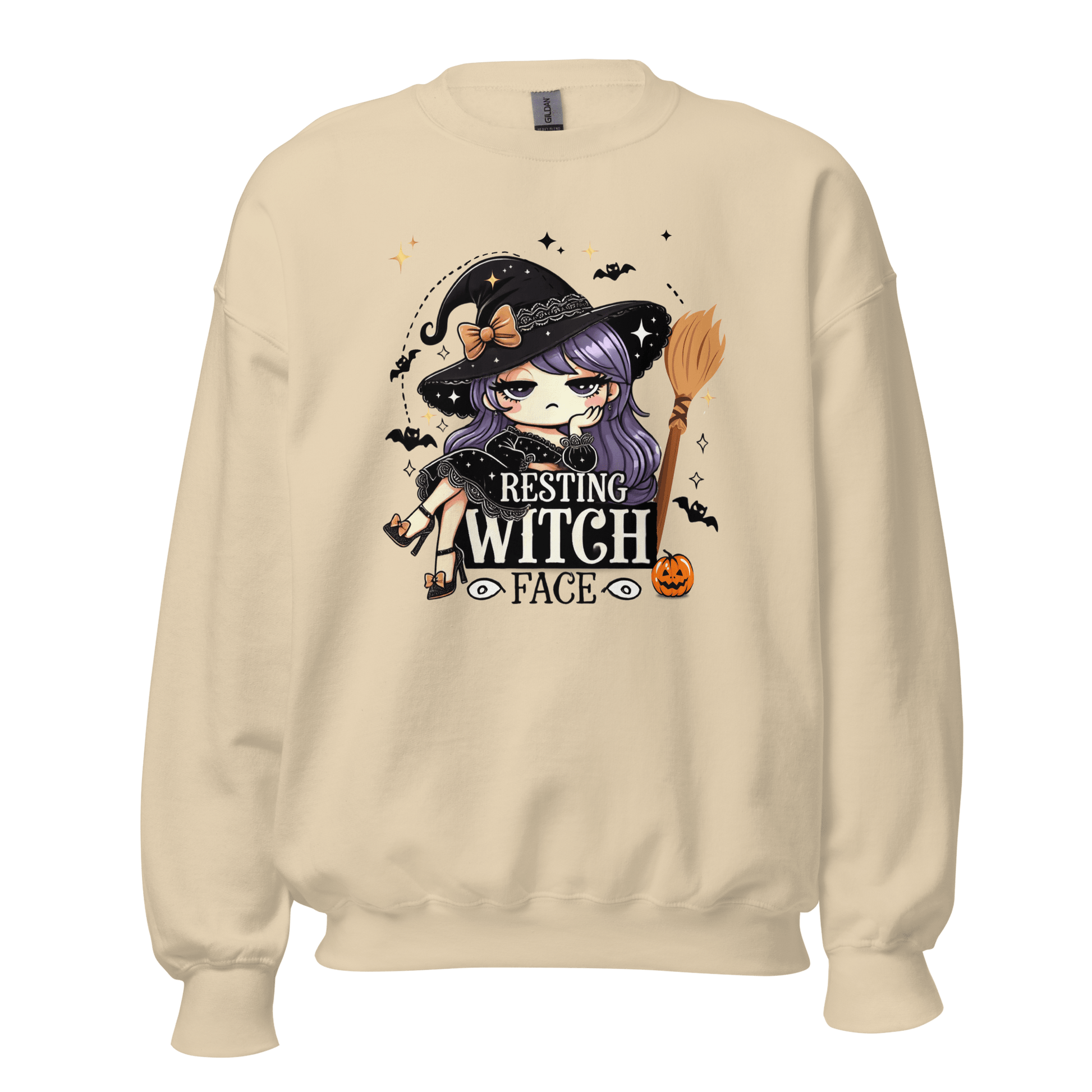 Unisex Halloween Printed Sweatshirt – "Resting Witch Face" – Fun Witch Halloween Sweatshirt - Occasion Nation Studio