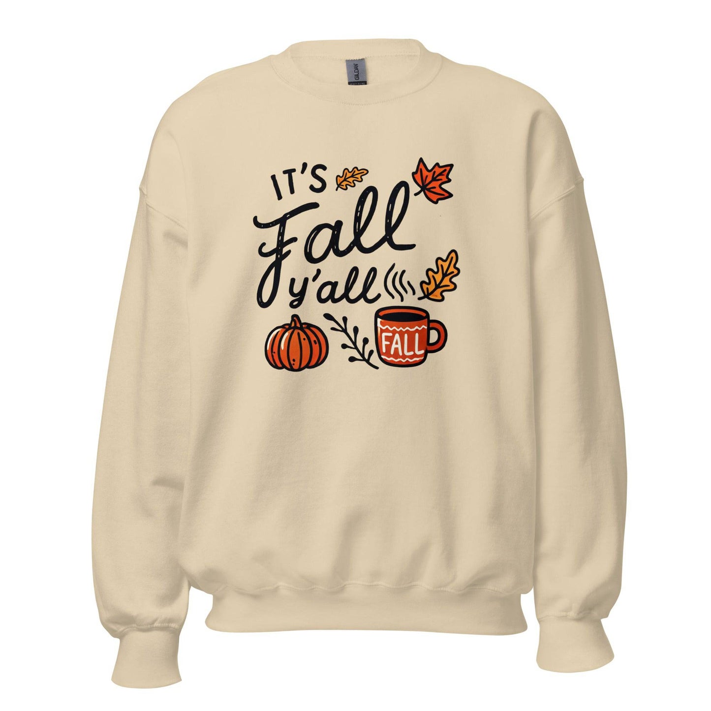 Unisex Fall Printed Sweatshirt – "It’s Fall Y’all" – Cozy Unisex Fall Sweatshirt for Autumn Lovers - Occasion Nation Studio