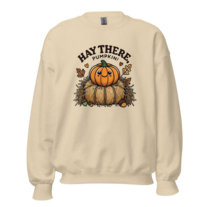 Unisex Fall Printed Sweatshirt – "Hay There, Pumpkin!" – Cozy Fall Sweatshirt for Autumn Lovers - Occasion Nation Studio