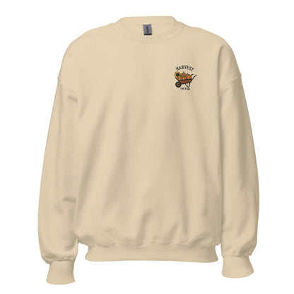 Unisex Fall Embroidered Sweatshirt – "Harvest The Fun" – Cozy Fall Sweatshirt for Autumn Lovers - Occasion Nation Studio