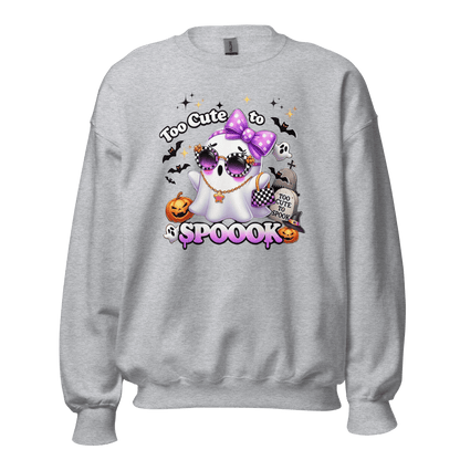 Unisex Halloween Printed Sweatshirt – "Too Cute To Spook" – Fun Ghost Halloween Sweatshirt - Occasion Nation Studio