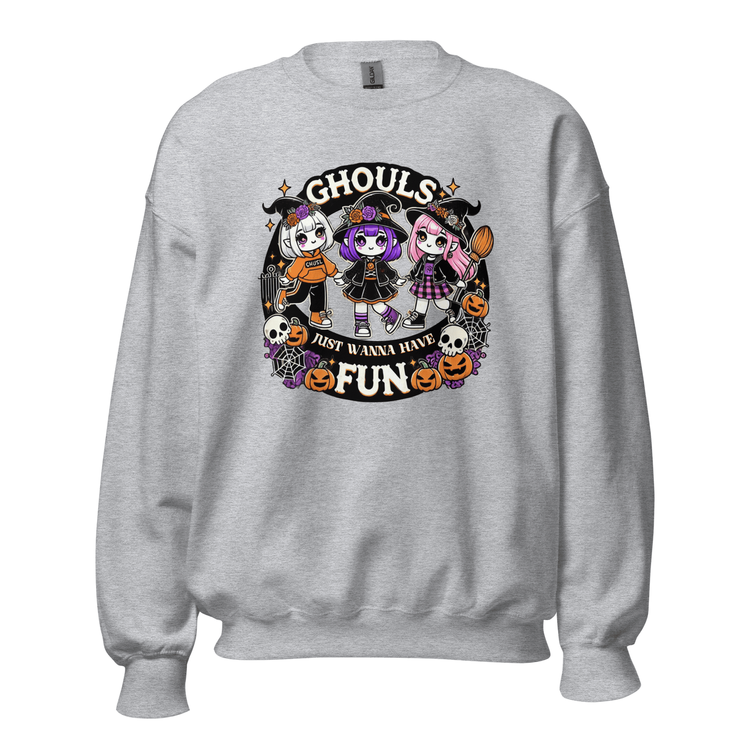 Unisex Halloween Printed Sweatshirt – "Ghouls Just Wanna Have Fun" – Fun Halloween Sweatshirt - Occasion Nation Studio