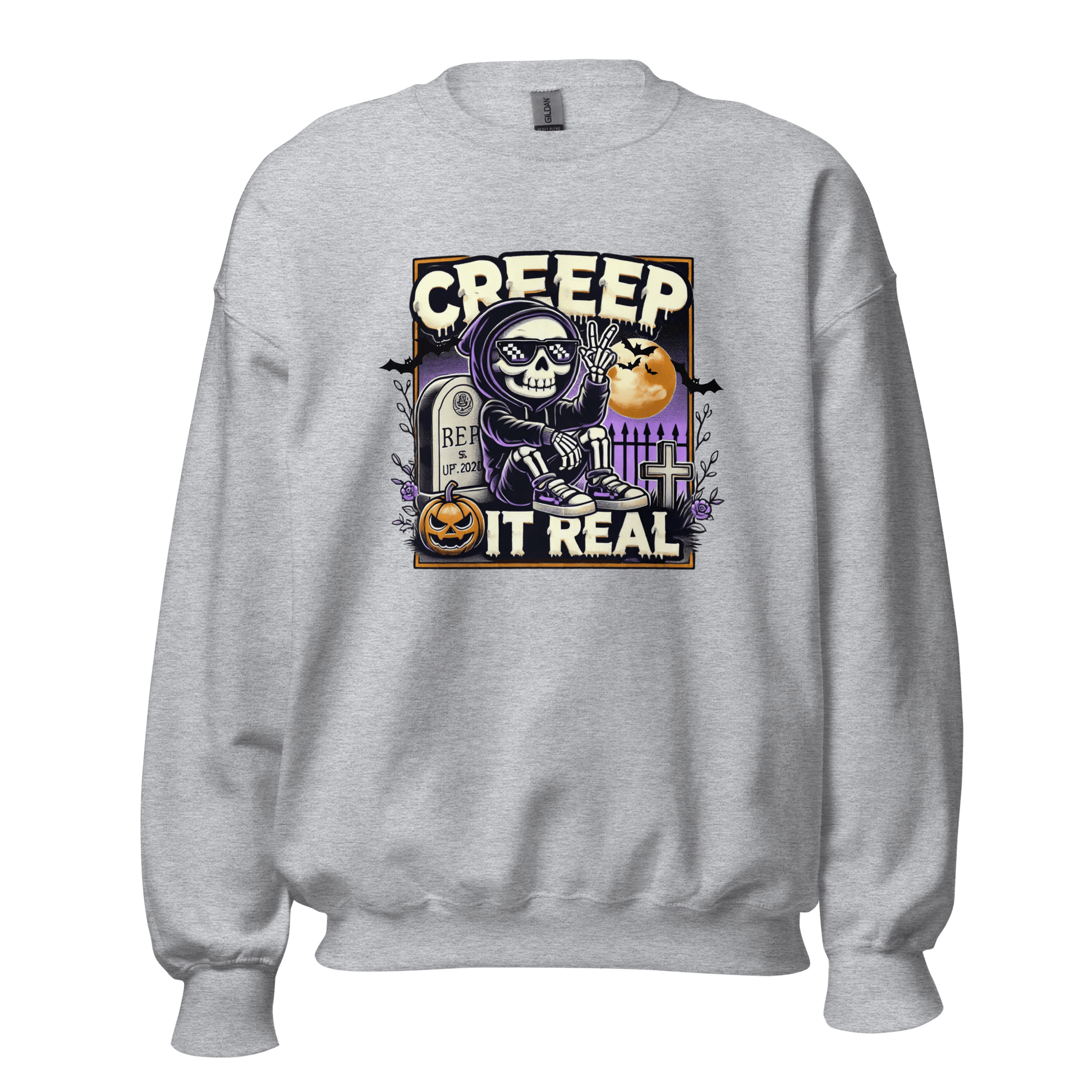 Unisex Halloween Printed Sweatshirt – "Creep It Real!" – Fun Halloween Sweatshirt - Occasion Nation Studio