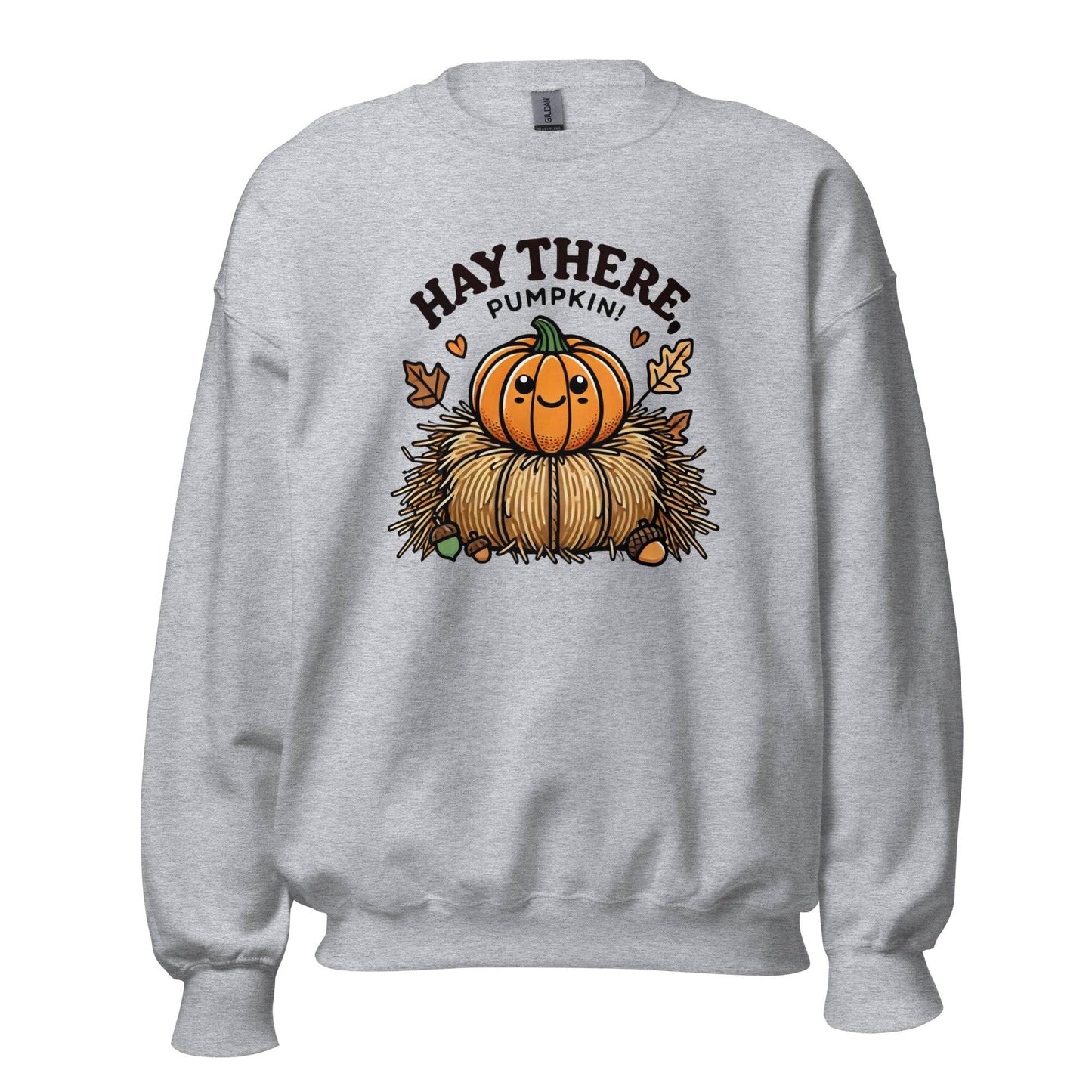 Unisex Fall Printed Sweatshirt – "Hay There, Pumpkin!" – Cozy Fall Sweatshirt for Autumn Lovers - Occasion Nation Studio