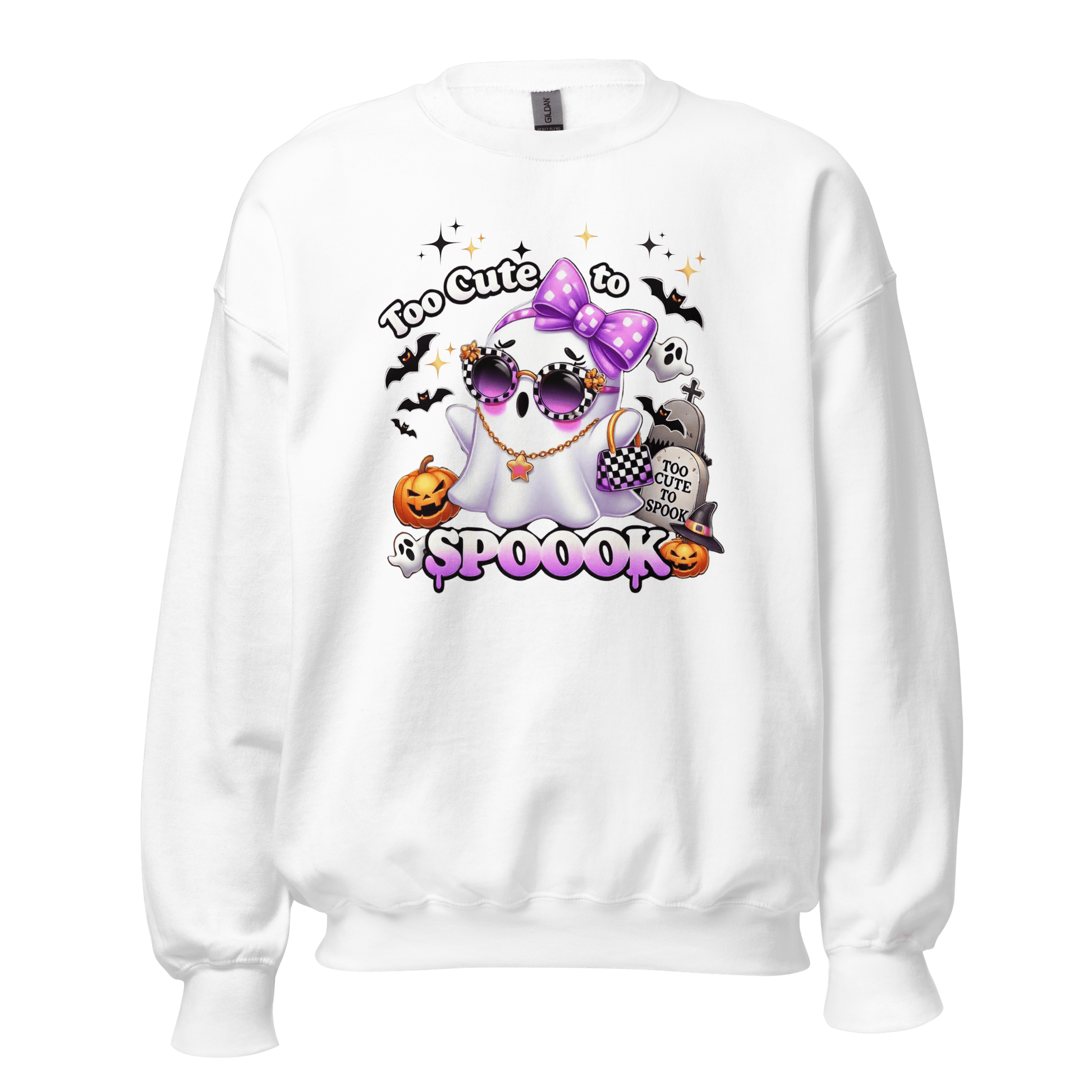 Unisex Halloween Printed Sweatshirt – "Too Cute To Spook" – Fun Ghost Halloween Sweatshirt - Occasion Nation Studio