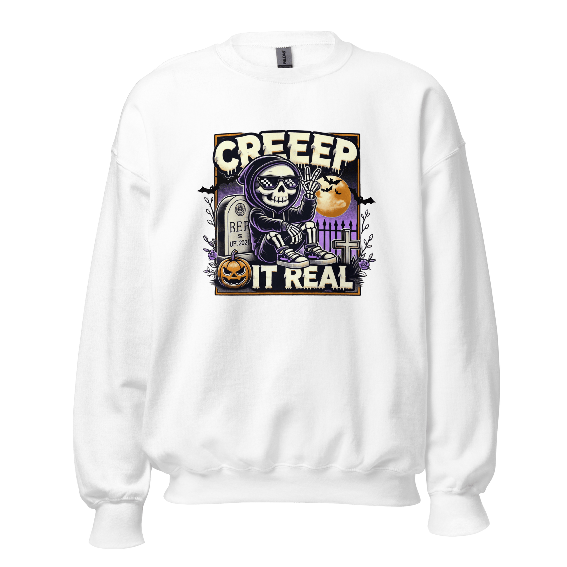 Unisex Halloween Printed Sweatshirt – "Creep It Real!" – Fun Halloween Sweatshirt - Occasion Nation Studio