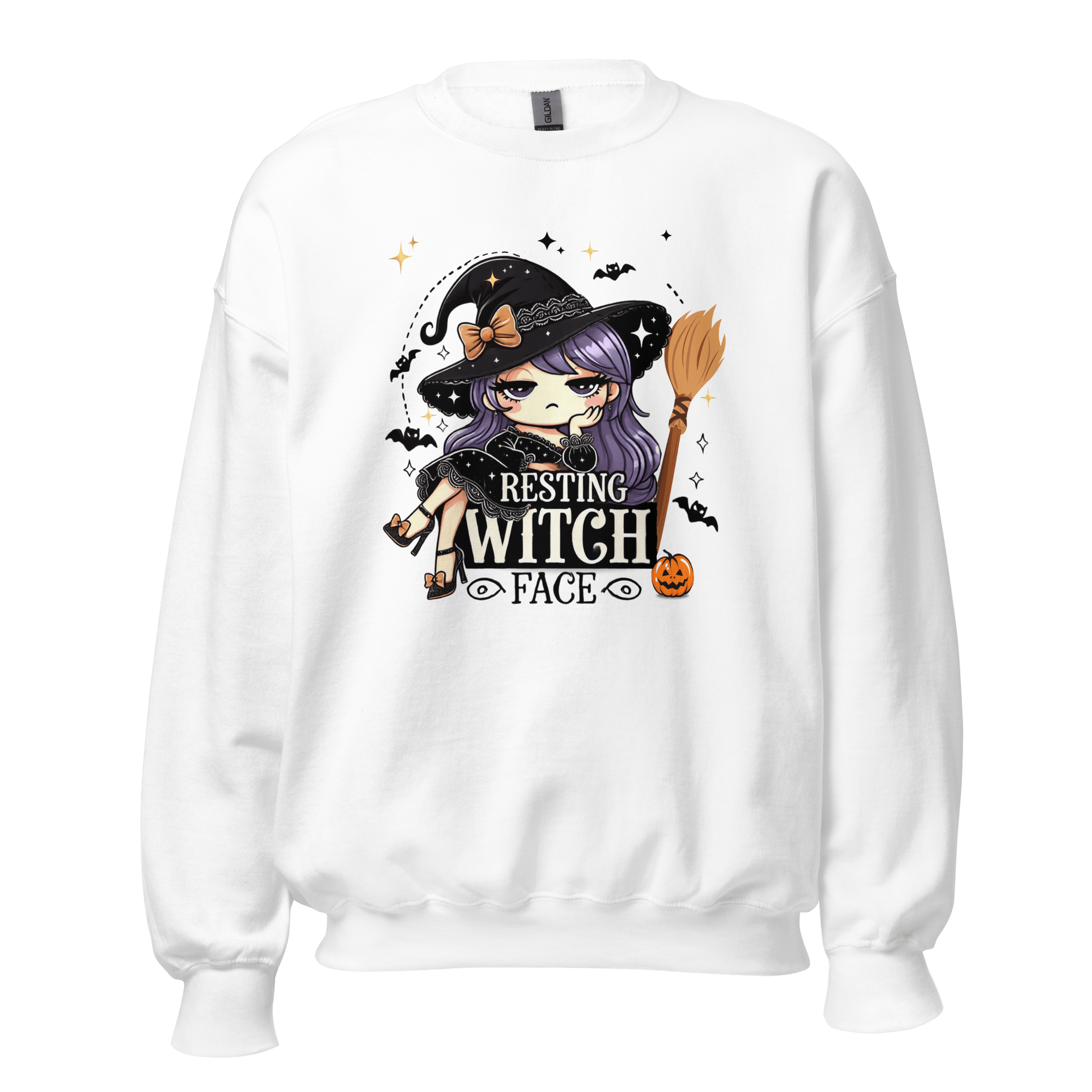 Unisex Halloween Printed Sweatshirt – "Resting Witch Face" – Fun Witch Halloween Sweatshirt - Occasion Nation Studio