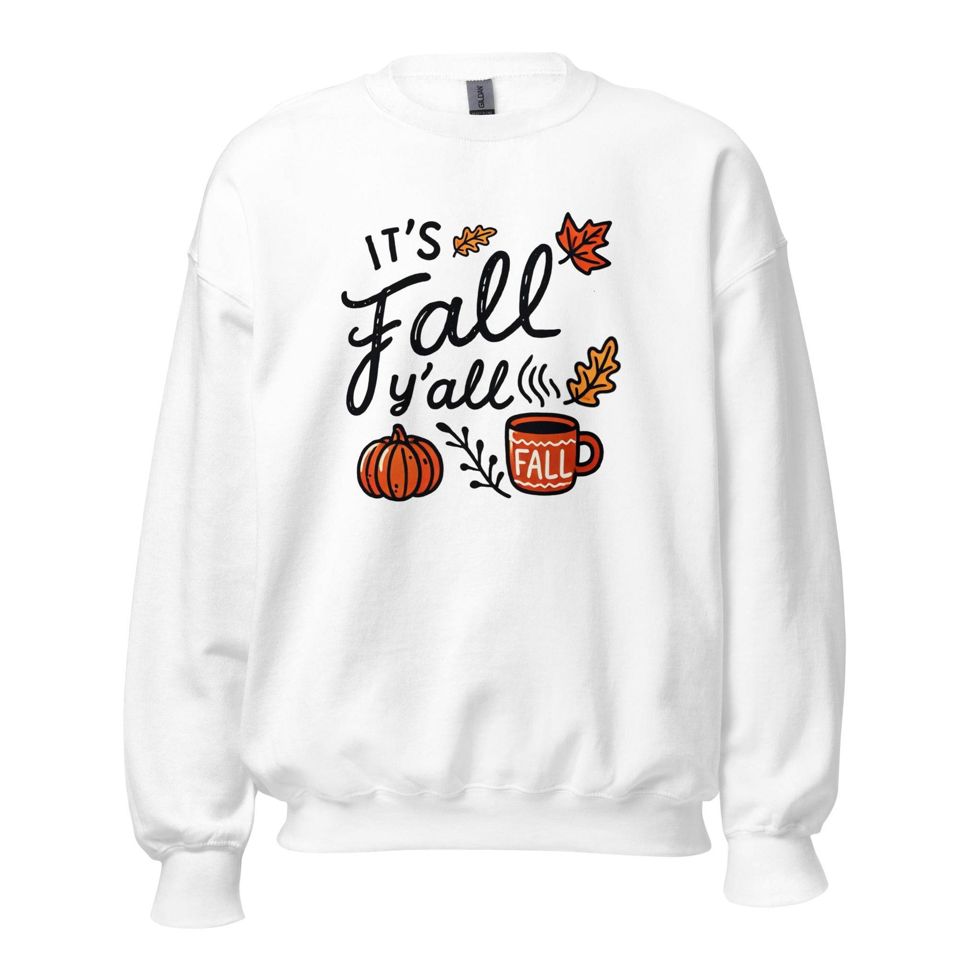 Unisex Fall Printed Sweatshirt – "It’s Fall Y’all" – Cozy Unisex Fall Sweatshirt for Autumn Lovers - Occasion Nation Studio