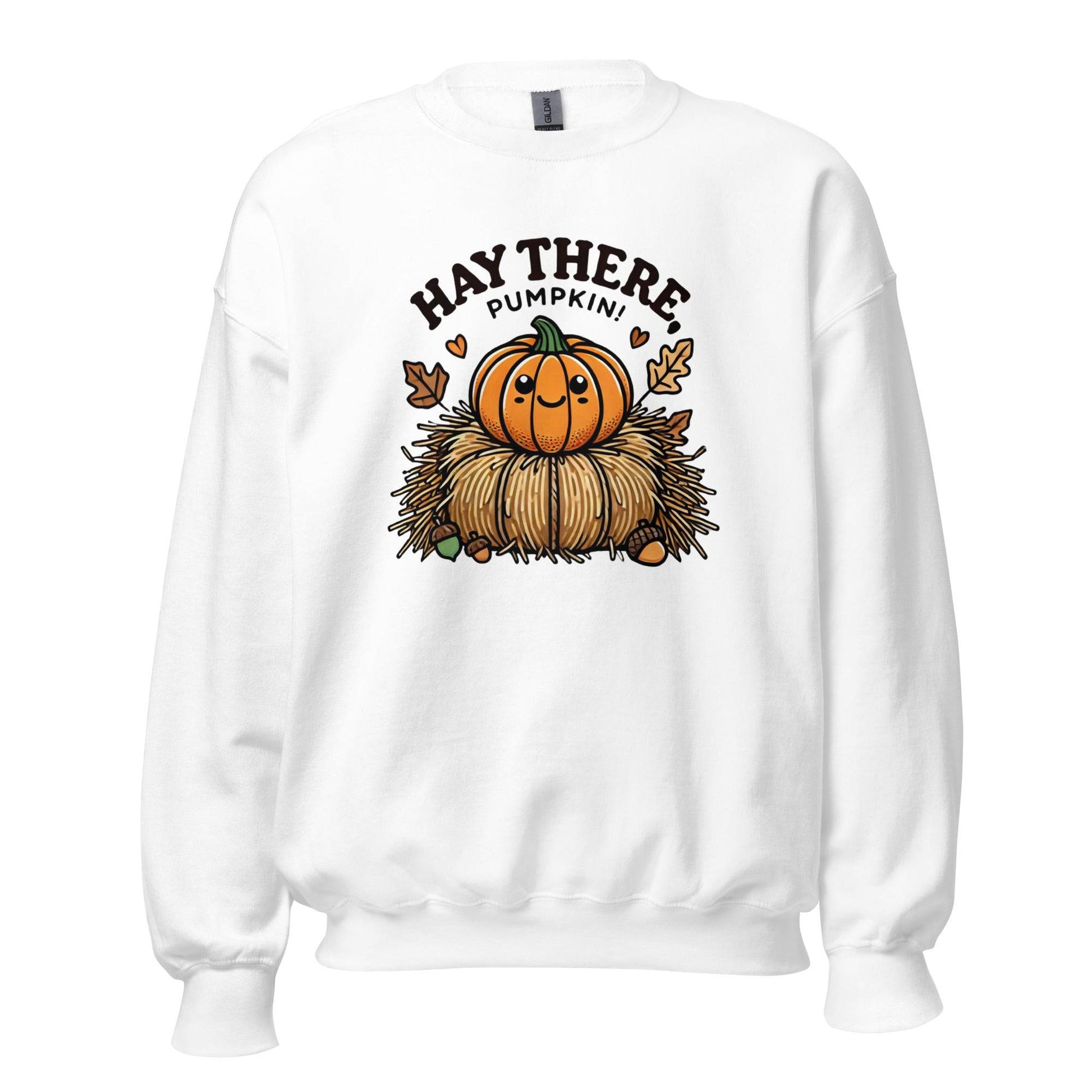 Unisex Fall Printed Sweatshirt – "Hay There, Pumpkin!" – Cozy Fall Sweatshirt for Autumn Lovers - Occasion Nation Studio