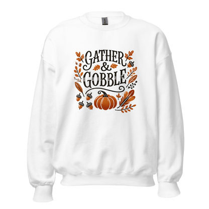 White - Thanksgiving Sweatshirt - Gather & Gobble