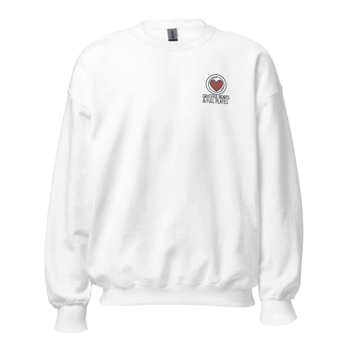 white - Thanksgiving Sweatshirt - Grateful Hearts & Full Plates