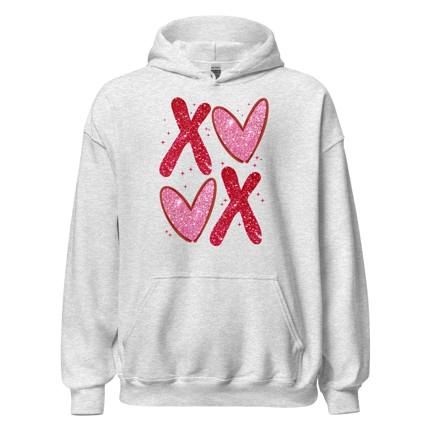 XOXO Pink Glitter - Valentine’s Day Hoodie – The Perfect Blend of Comfort and Style - Occasion Nation Studio