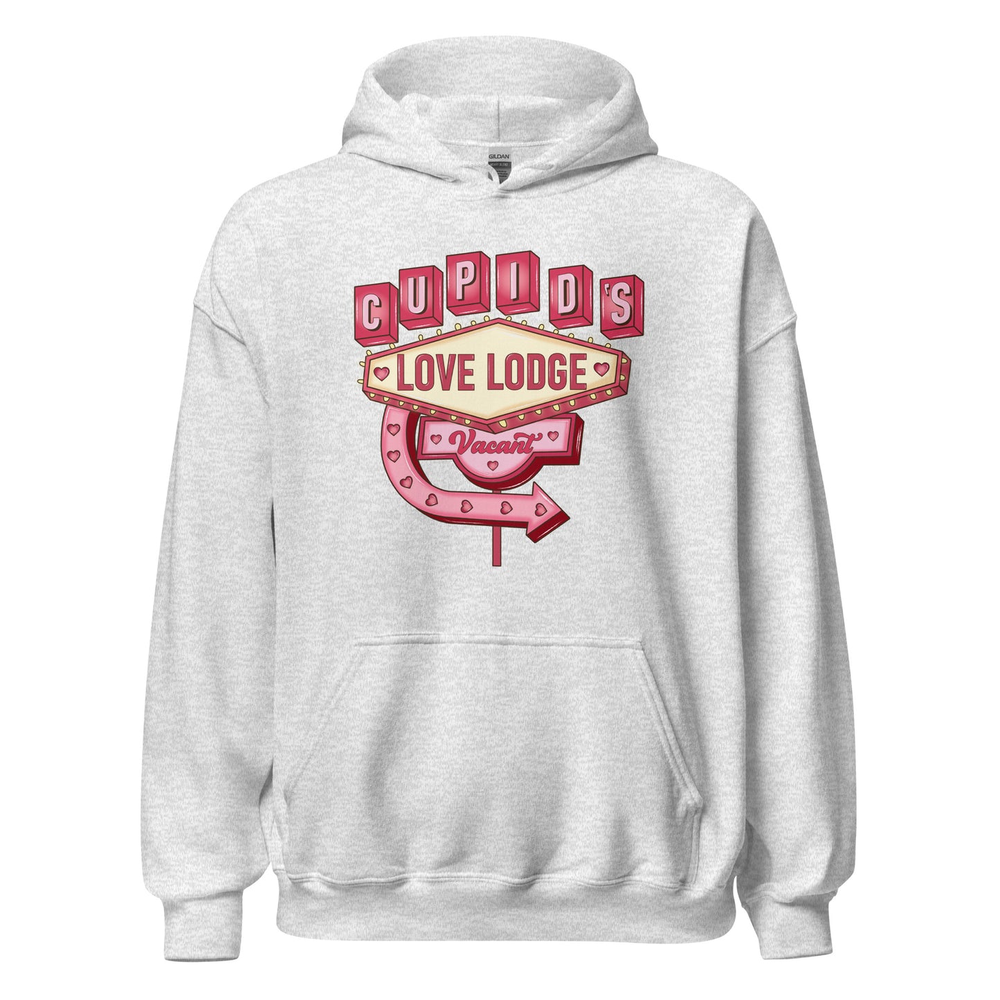 Cupid’s Love Lodge -  Cozy Valentine’s Day Hoodie - Romantic Designs for 2025 - Occasion Nation Studio