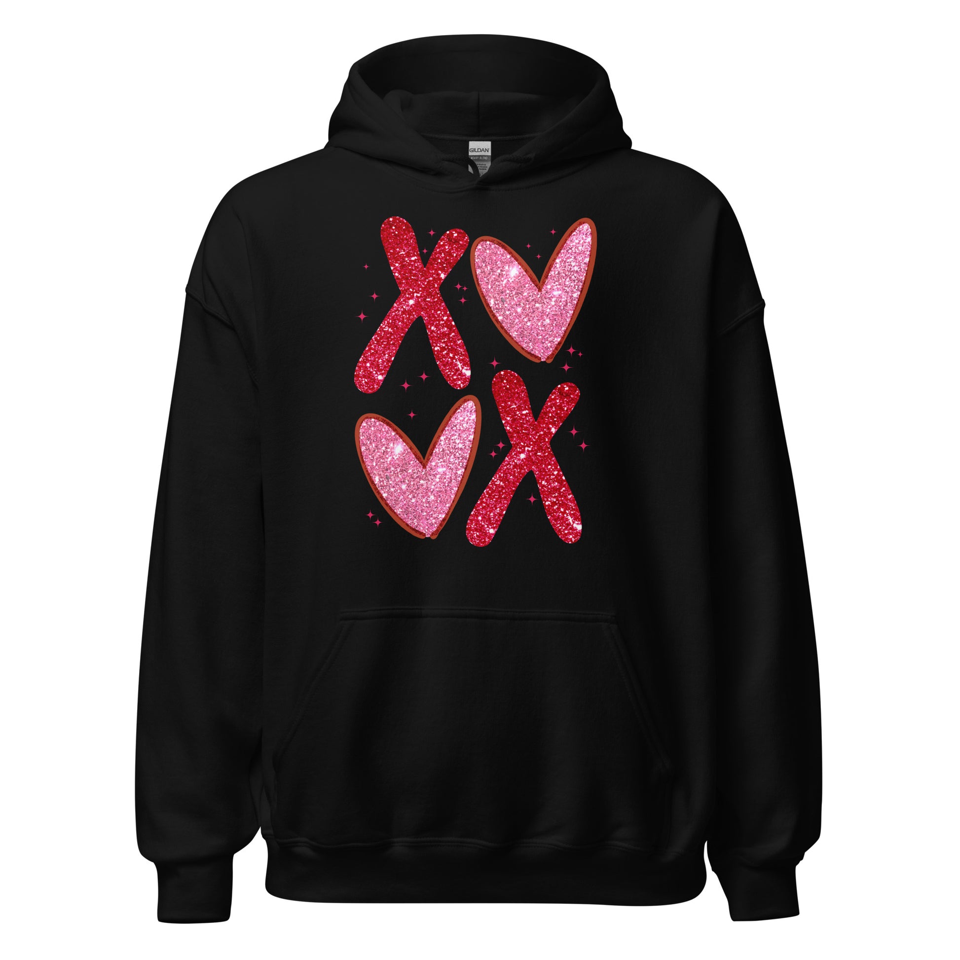 XOXO Pink Glitter - Valentine’s Day Hoodie – The Perfect Blend of Comfort and Style - Occasion Nation Studio