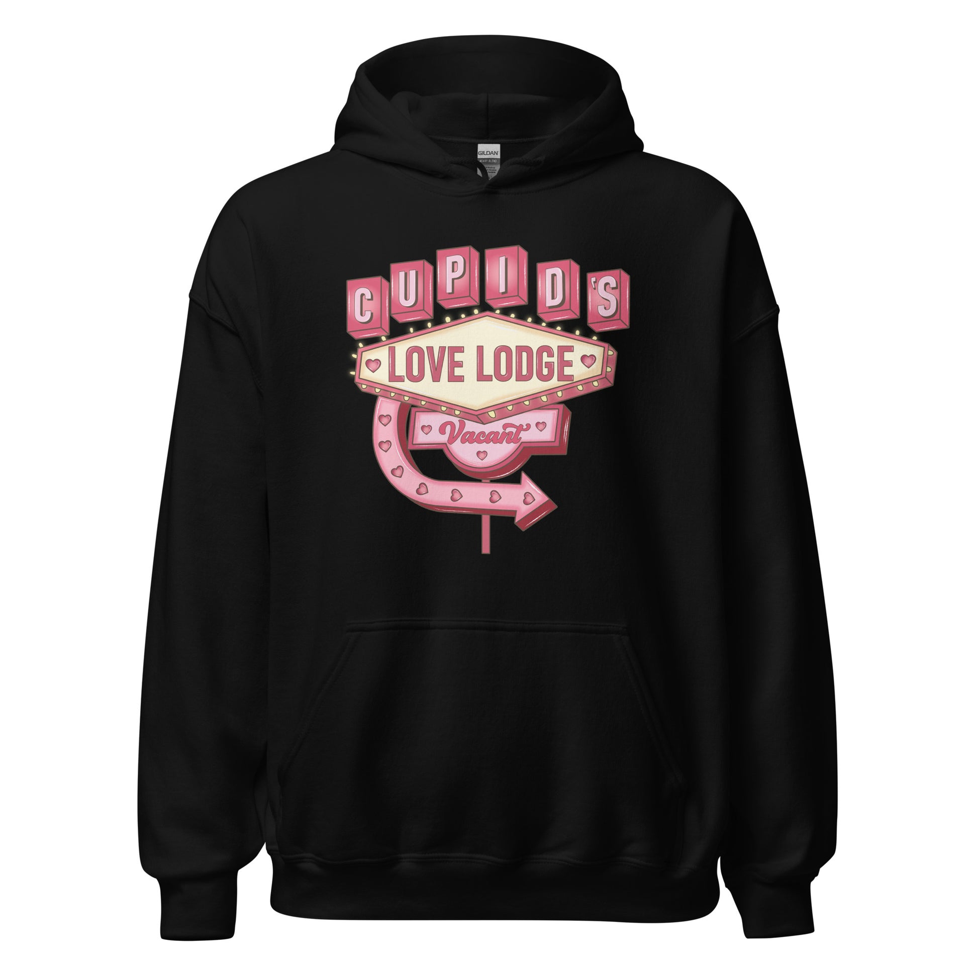 Cupid’s Love Lodge -  Cozy Valentine’s Day Hoodie - Romantic Designs for 2025 - Occasion Nation Studio