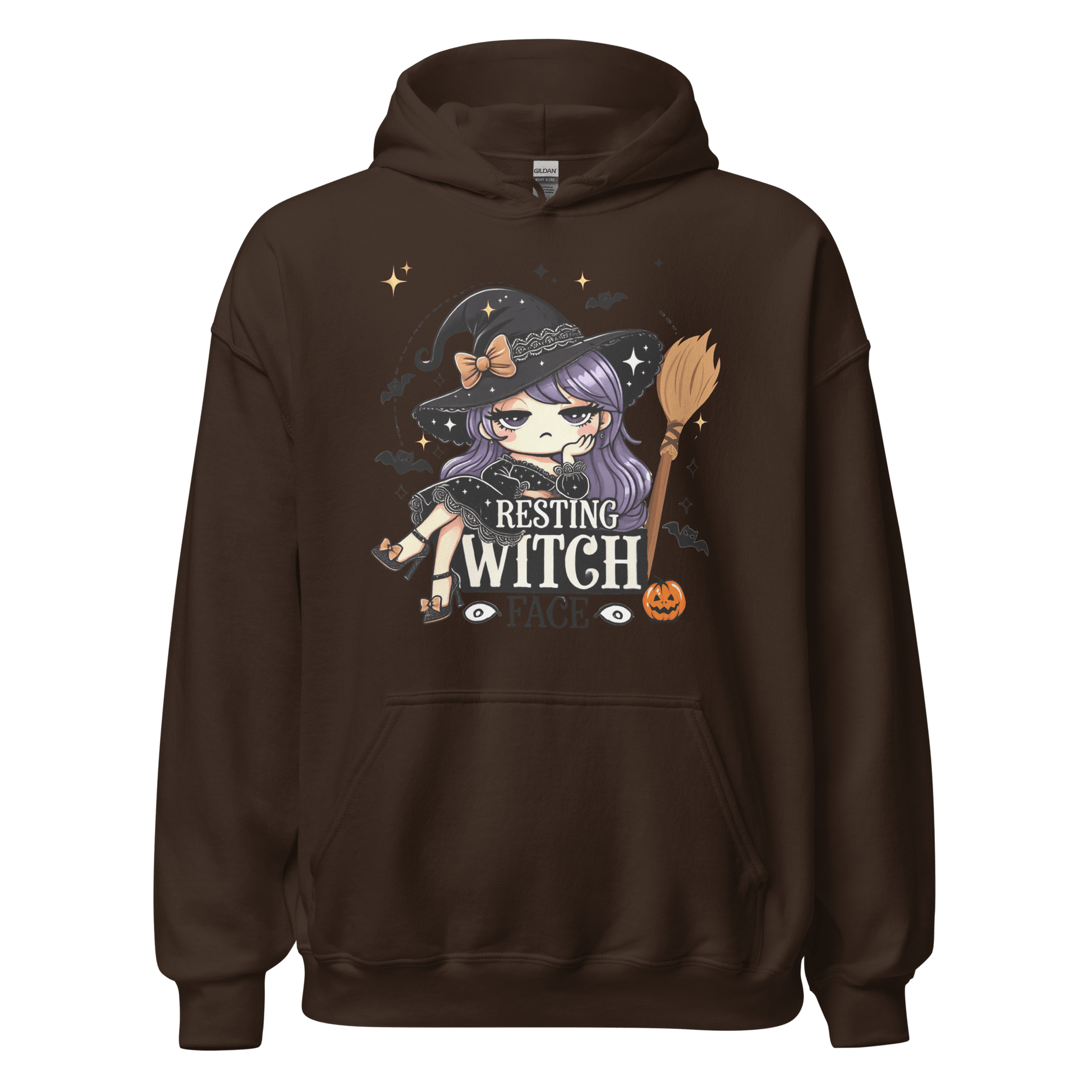 Unisex Halloween Printed Hoodie – "Resting Witch Face" – Fun Witch Halloween Hoodie - Occasion Nation Studio