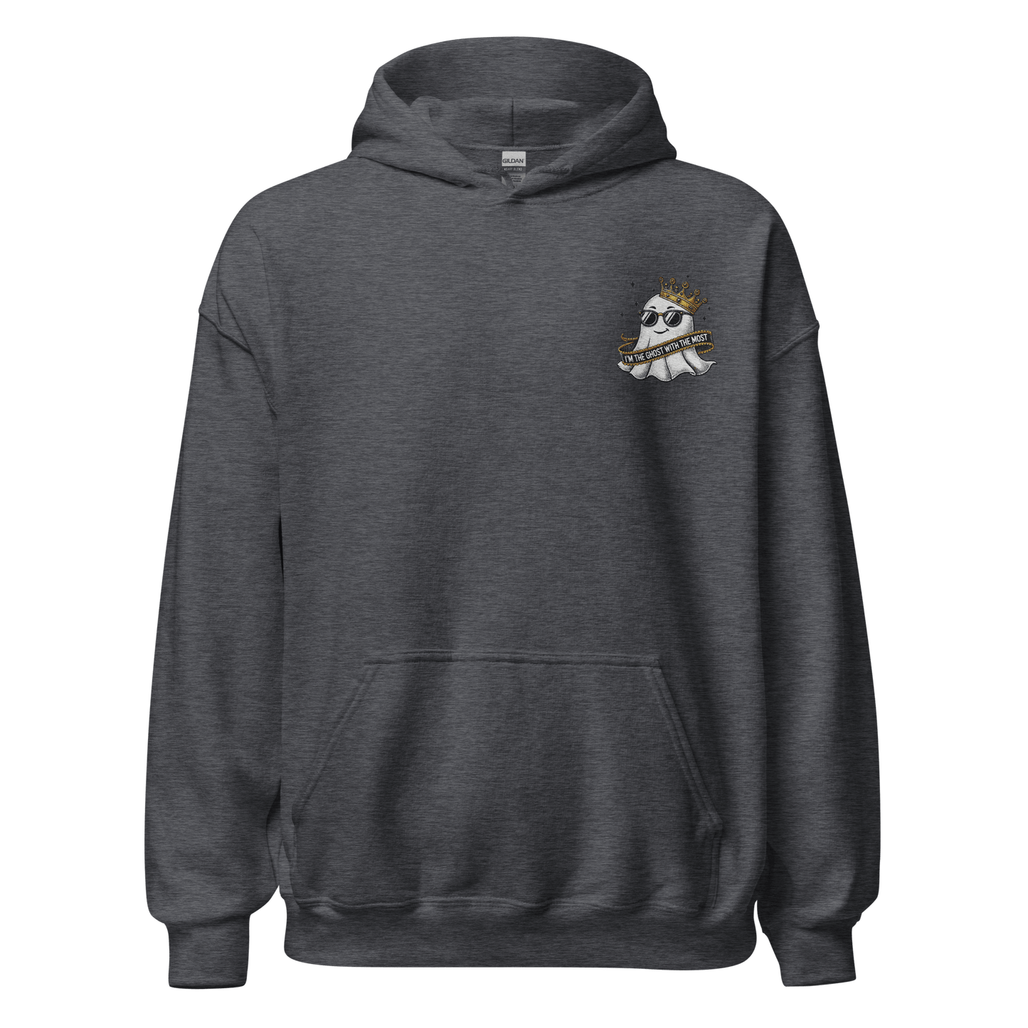 Unisex Halloween Embroidered Hoodie – "I'm The Ghost With The Most" – Spooky Halloween Hoodie - Occasion Nation Studio