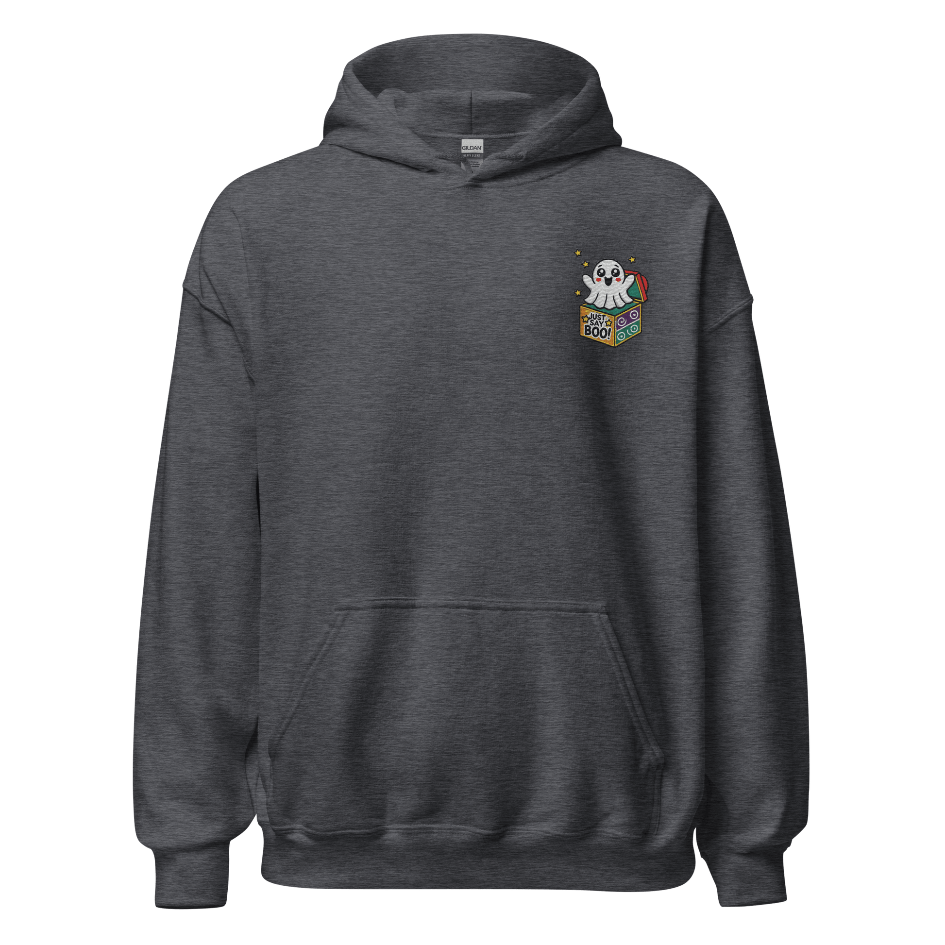 Unisex Halloween Embroidered Hoodie – "Just Say Boo" – Spooky Halloween Hoodie - Occasion Nation Studio