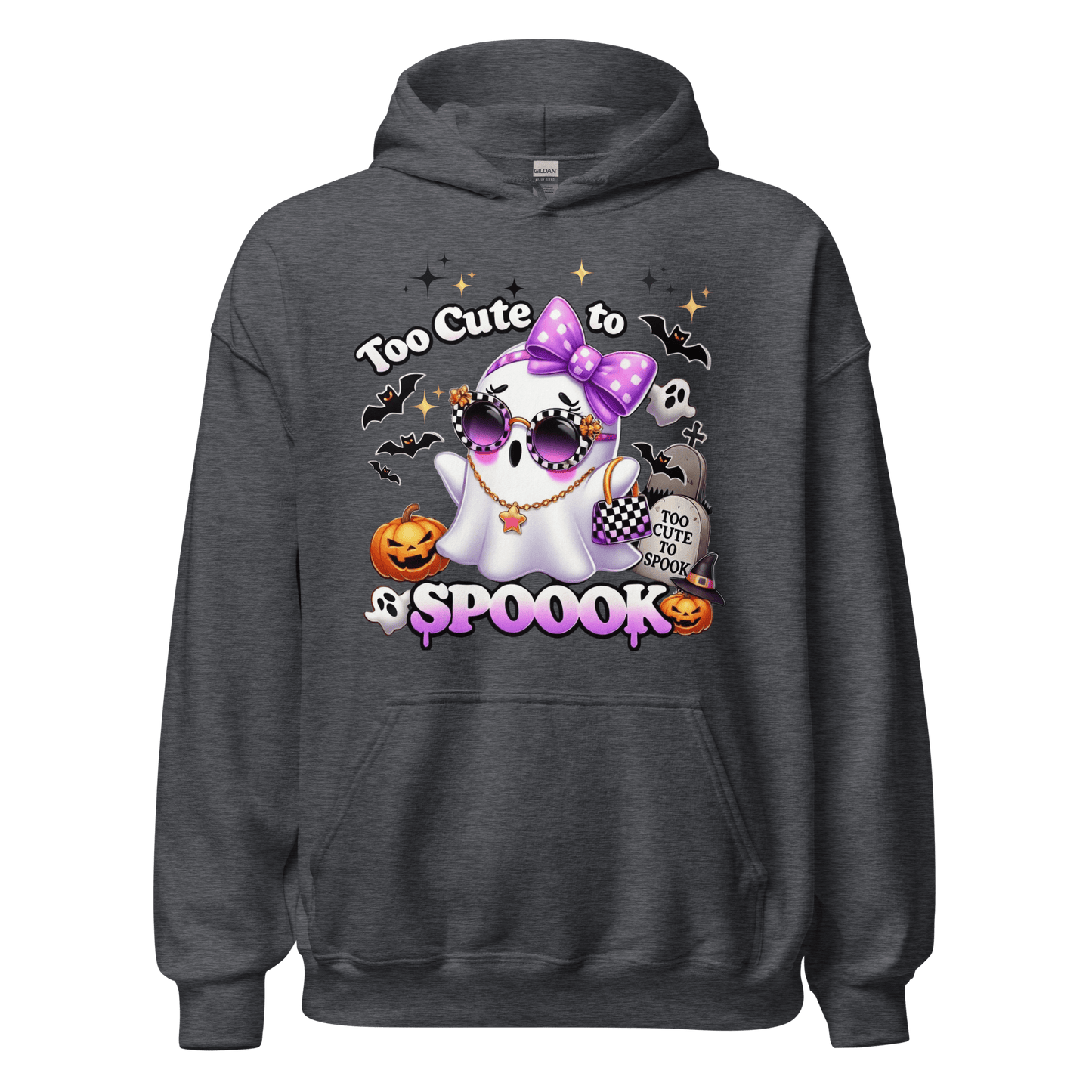 Unisex Halloween Printed Hoodie – "Too Cute To Spook" – Fun Ghost Halloween Hoodie - Occasion Nation Studio