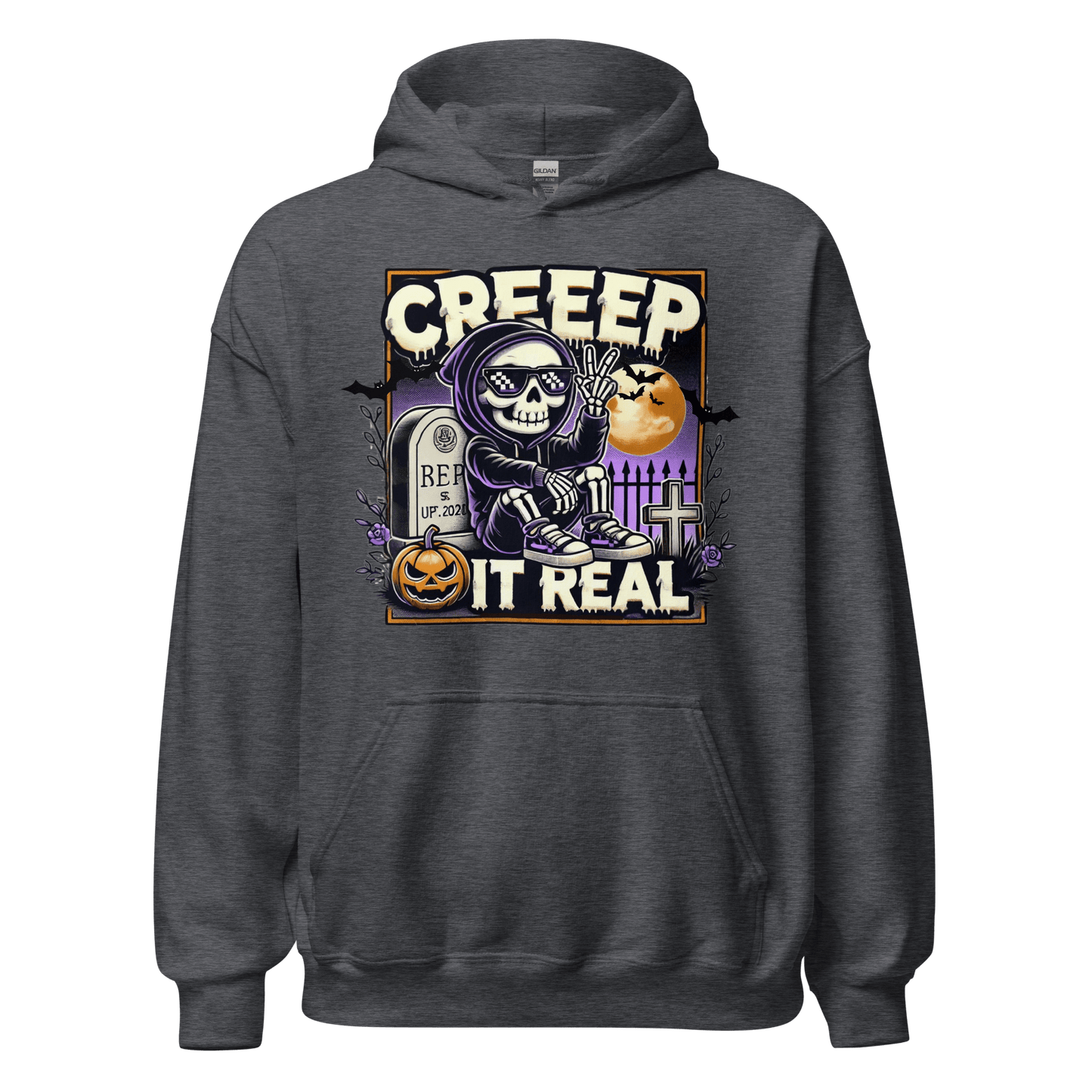 Unisex Halloween Printed Hoodie – "Creep It Real!" – Spooky Halloween Hoodie - Occasion Nation Studio