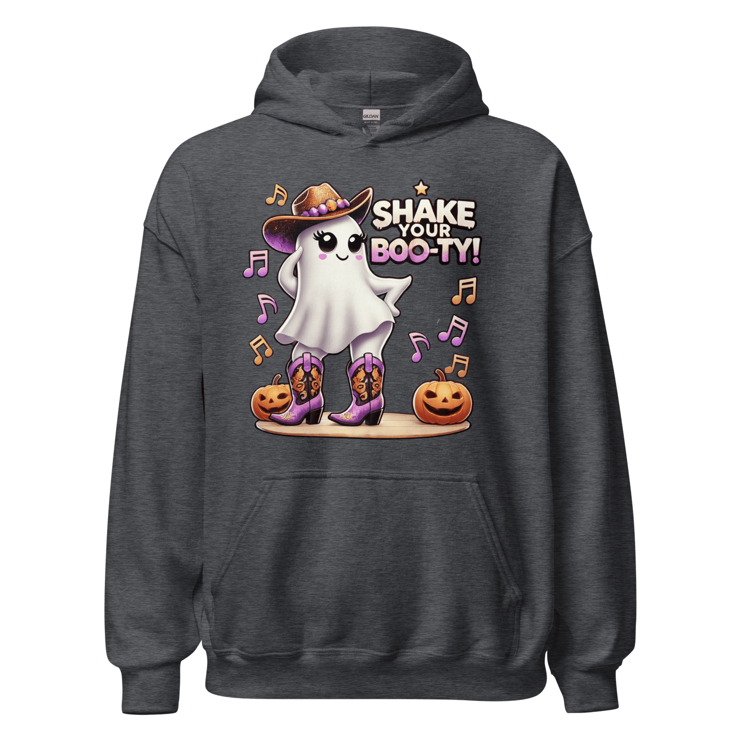 Unisex Halloween Printed Hoodie – "Shake Your Boo-Ty!" – Fun Ghost Halloween Hoodie - Occasion Nation Studio