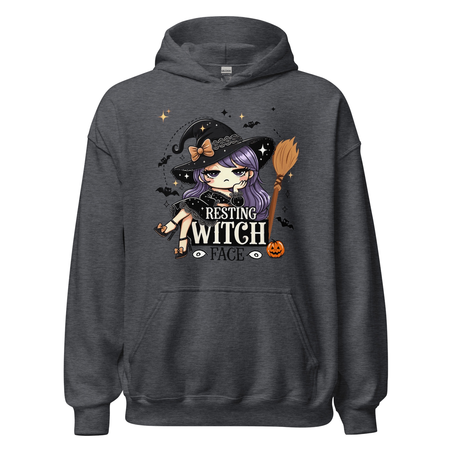 Unisex Halloween Printed Hoodie – "Resting Witch Face" – Fun Witch Halloween Hoodie - Occasion Nation Studio