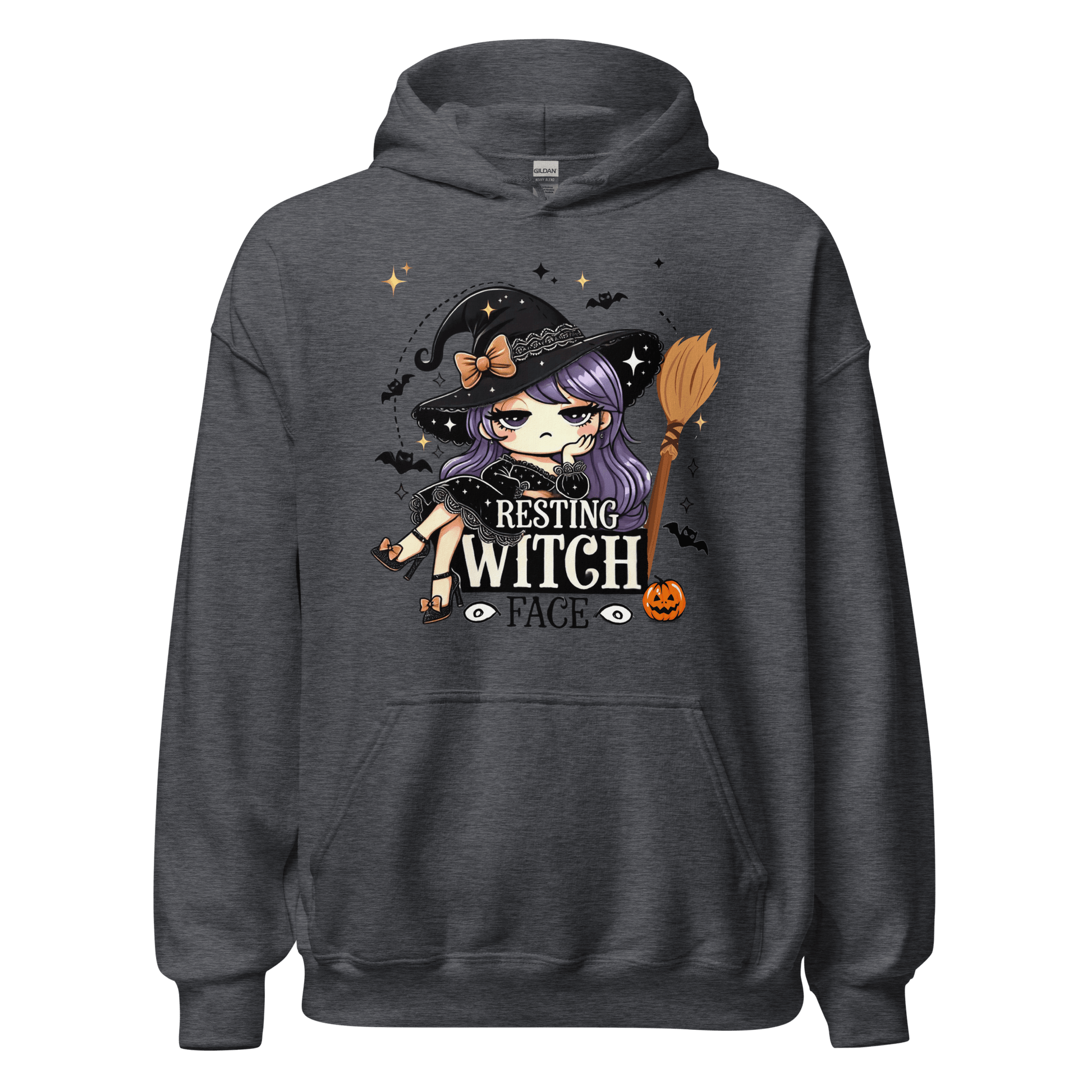 Unisex Halloween Printed Hoodie – "Resting Witch Face" – Fun Witch Halloween Hoodie - Occasion Nation Studio