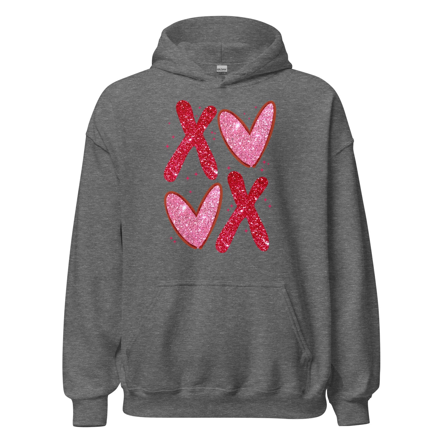 XOXO Pink Glitter - Valentine’s Day Hoodie – The Perfect Blend of Comfort and Style - Occasion Nation Studio