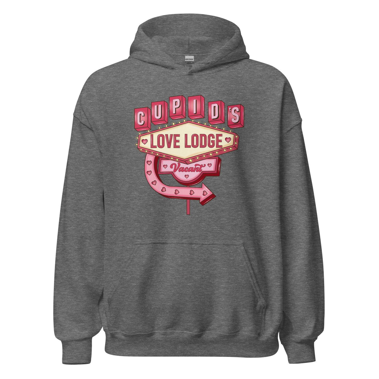 Cupid’s Love Lodge -  Cozy Valentine’s Day Hoodie - Romantic Designs for 2025 - Occasion Nation Studio