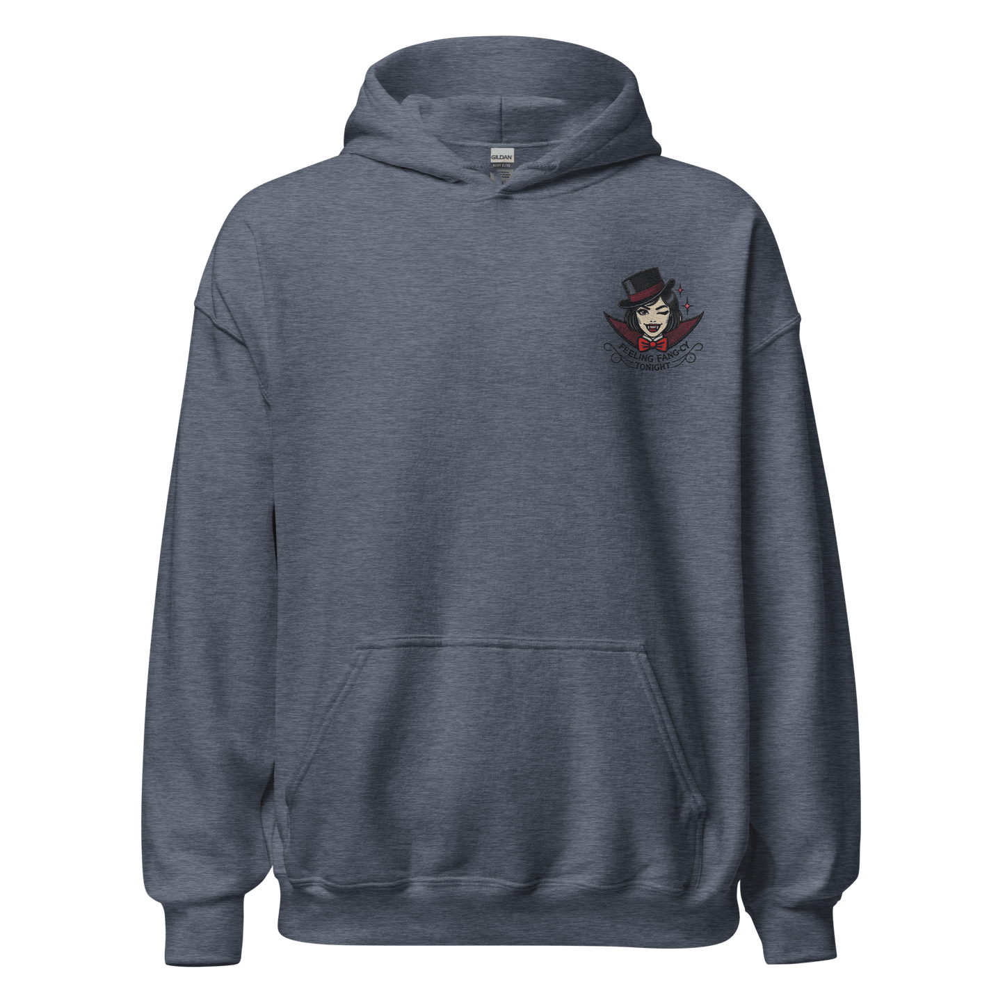 Unisex Halloween Embroidered Hoodie – "Feeling Fang-cy Tonight!" – Vampire Halloween Hoodie - Occasion Nation Studio