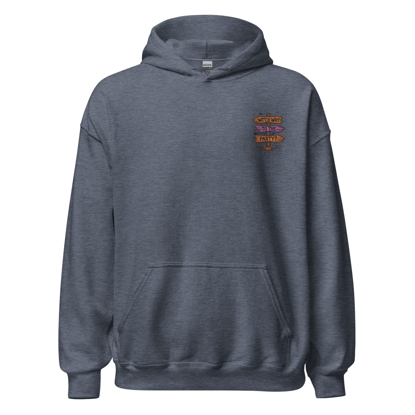 Unisex Halloween Embroidered Hoodie – "Witch Way To The Party?" – Witch Halloween Hoodie - Occasion Nation Studio